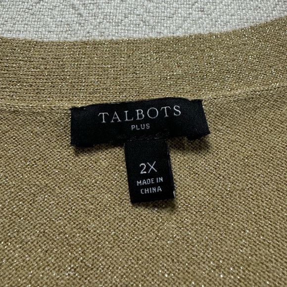 Talbots Gold Metallic Shimmer Vneck Tunic Sweater 2X - Picture 5 of 7